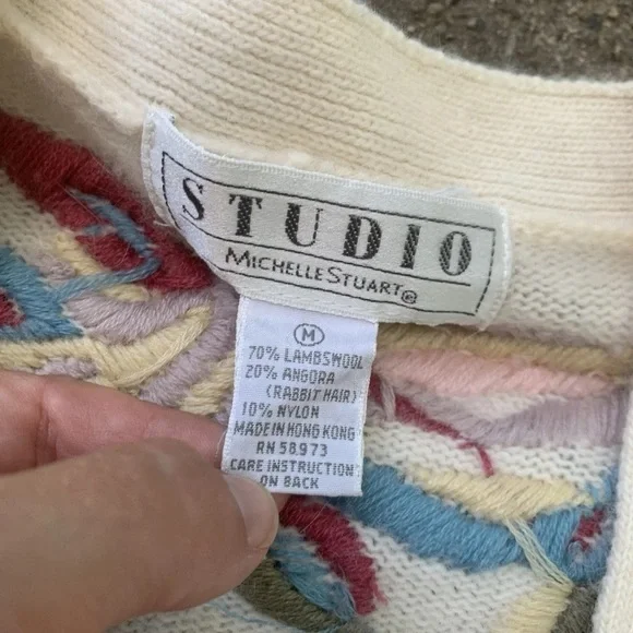 Vintage Angora Lambswool Embroidered Floral cardigan - Picture 3 of 6